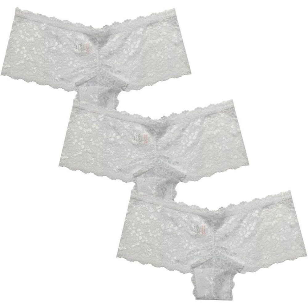 Be You Womens/Ladies Floral Lace Trim Briefs (Pack of 3) / White